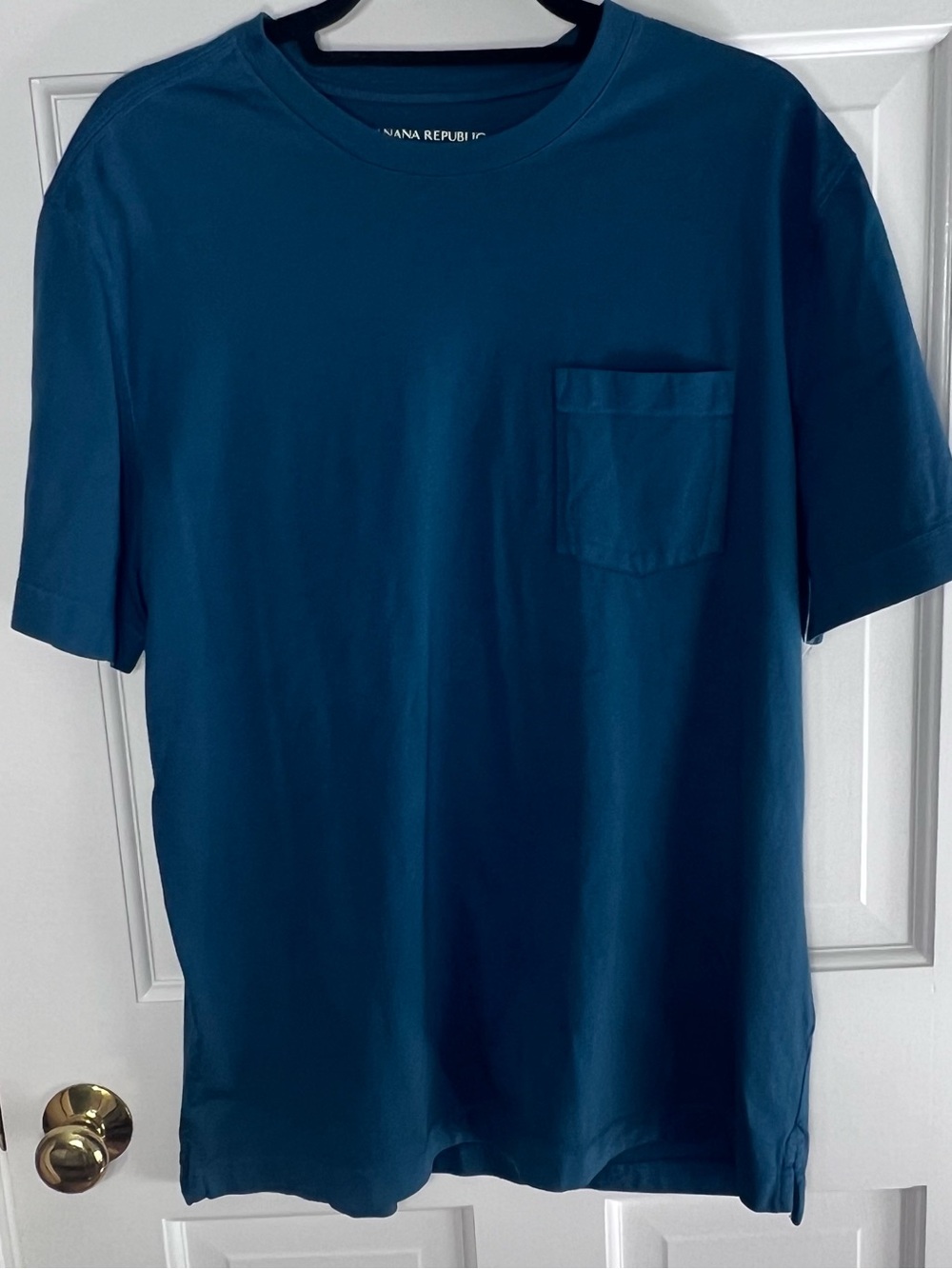 Banana Republic Men's Teal Pocket Crew T-Shirt, Standard Fit, Cotton, Size L